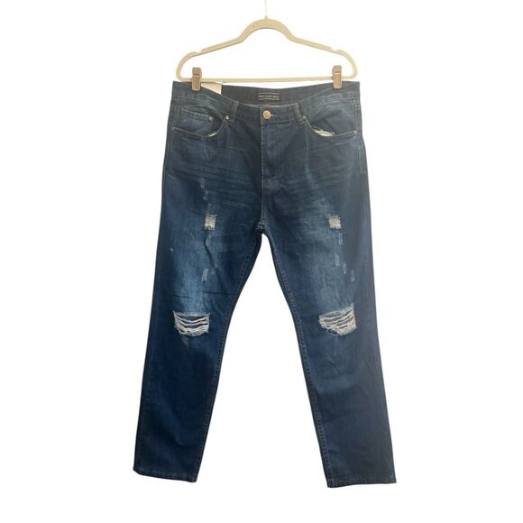 NWT American Bazi 13 Juniors Blue Boyfriend High Rise Distressed Jeans #5517 - Picture 1 of 16